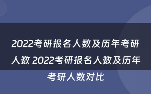 2022考研报名人数及历年考研人数 2022考研报名人数及历年考研人数对比