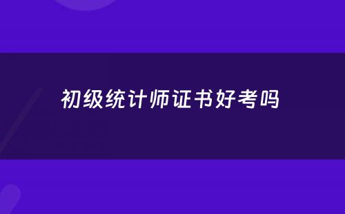 初级统计师证书好考吗 