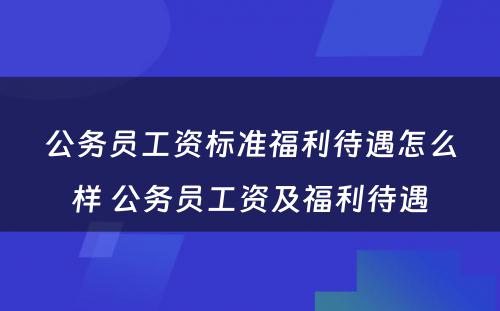 公务员工资标准福利待遇怎么样 公务员工资及福利待遇