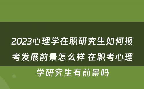 2023心理学在职研究生如何报考发展前景怎么样 在职考心理学研究生有前景吗