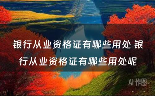 银行从业资格证有哪些用处 银行从业资格证有哪些用处呢