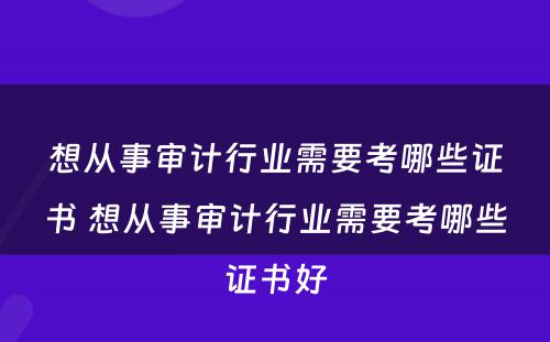 想从事审计行业需要考哪些证书 想从事审计行业需要考哪些证书好