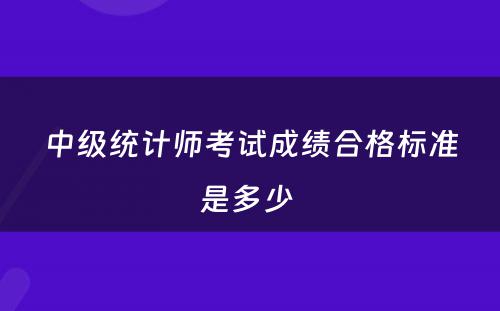 中级统计师考试成绩合格标准是多少 