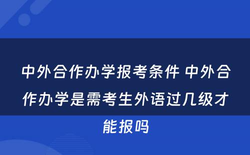 中外合作办学报考条件 中外合作办学是需考生外语过几级才能报吗