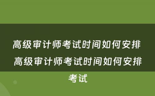 高级审计师考试时间如何安排 高级审计师考试时间如何安排考试