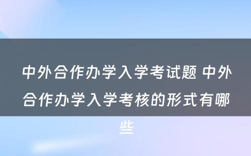 中外合作办学入学考试题 中外合作办学入学考核的形式有哪些