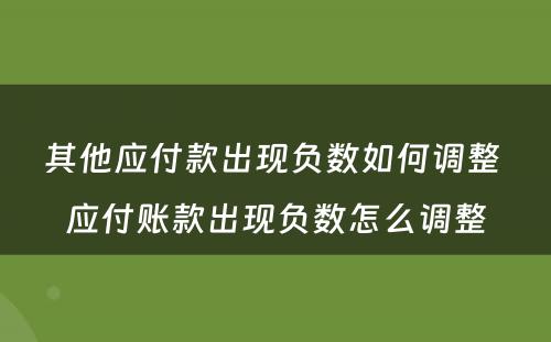 其他应付款出现负数如何调整 应付账款出现负数怎么调整