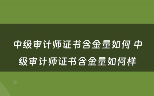 中级审计师证书含金量如何 中级审计师证书含金量如何样