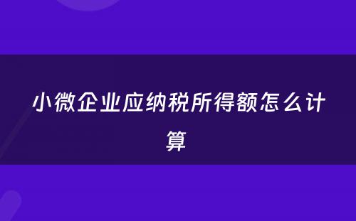 小微企业应纳税所得额怎么计算 