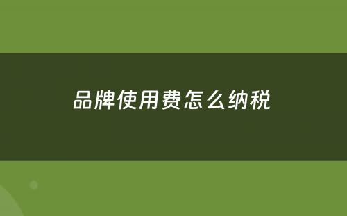 品牌使用费怎么纳税 