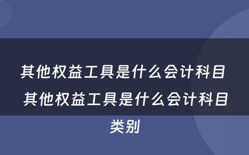 其他权益工具是什么会计科目 其他权益工具是什么会计科目类别