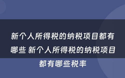 新个人所得税的纳税项目都有哪些 新个人所得税的纳税项目都有哪些税率