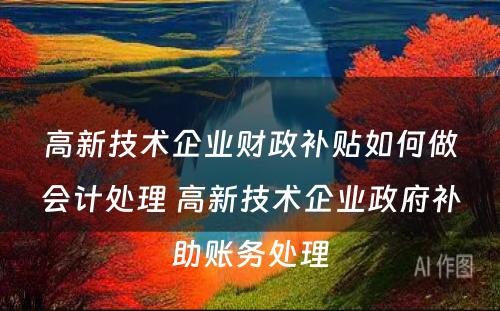高新技术企业财政补贴如何做会计处理 高新技术企业政府补助账务处理