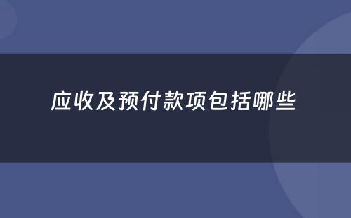 应收及预付款项包括哪些 