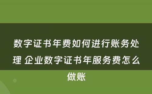 数字证书年费如何进行账务处理 企业数字证书年服务费怎么做账