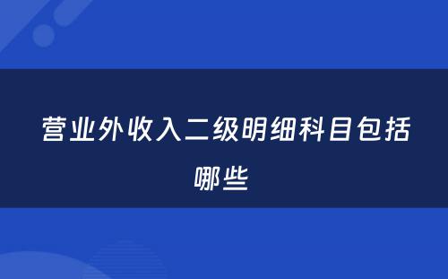 营业外收入二级明细科目包括哪些 