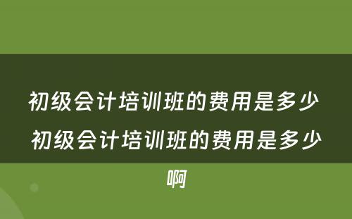 初级会计培训班的费用是多少 初级会计培训班的费用是多少啊