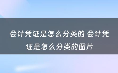 会计凭证是怎么分类的 会计凭证是怎么分类的图片