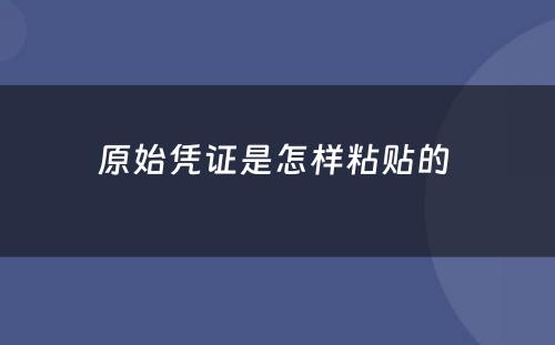 原始凭证是怎样粘贴的 