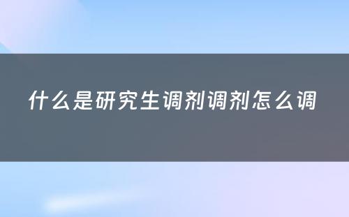 什么是研究生调剂调剂怎么调 