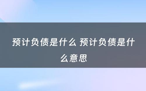 预计负债是什么 预计负债是什么意思