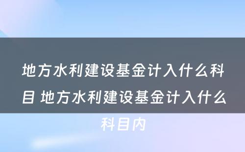 地方水利建设基金计入什么科目 地方水利建设基金计入什么科目内