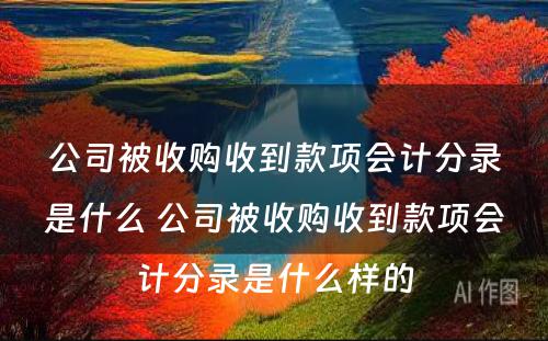 公司被收购收到款项会计分录是什么 公司被收购收到款项会计分录是什么样的