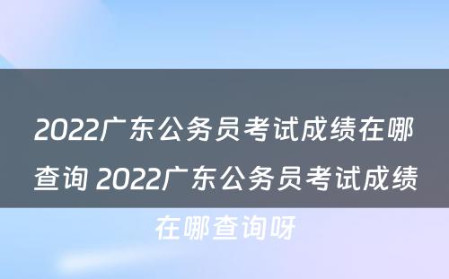 2022广东公务员考试成绩在哪查询 2022广东公务员考试成绩在哪查询呀