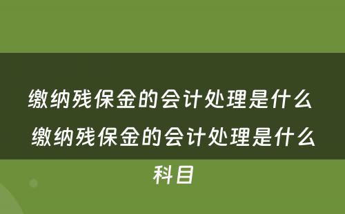 缴纳残保金的会计处理是什么 缴纳残保金的会计处理是什么科目