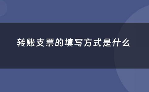 转账支票的填写方式是什么 