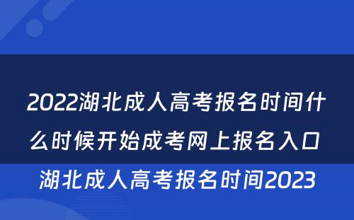 2022湖北成人高考报名时间什么时候开始成考网上报名入口 湖北成人高考报名时间2023