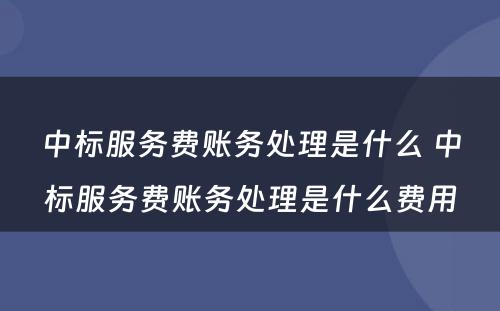 中标服务费账务处理是什么 中标服务费账务处理是什么费用