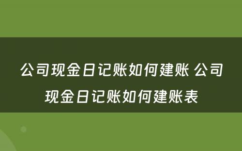 公司现金日记账如何建账 公司现金日记账如何建账表