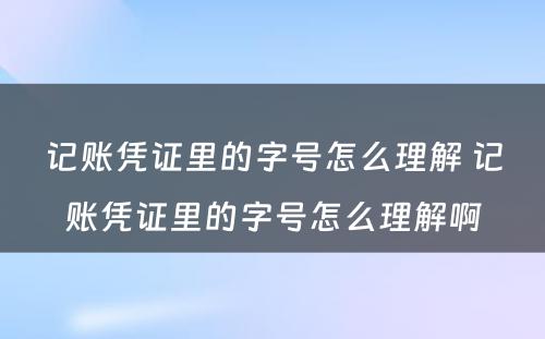 记账凭证里的字号怎么理解 记账凭证里的字号怎么理解啊