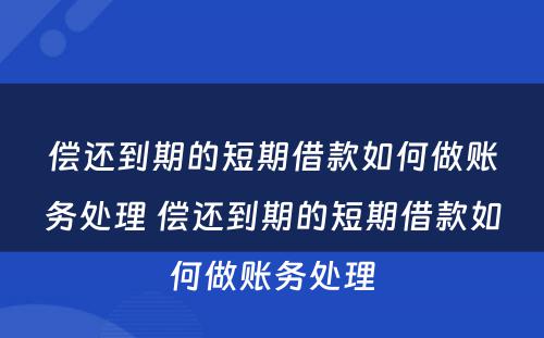 偿还到期的短期借款如何做账务处理 偿还到期的短期借款如何做账务处理