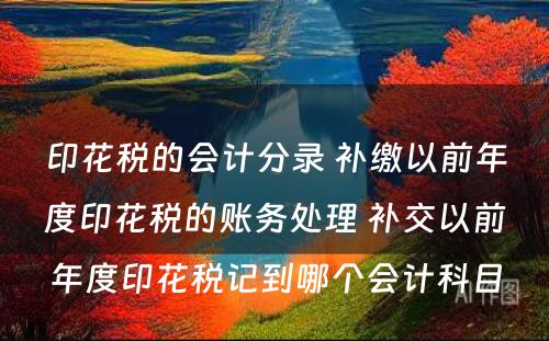 印花税的会计分录 补缴以前年度印花税的账务处理 补交以前年度印花税记到哪个会计科目