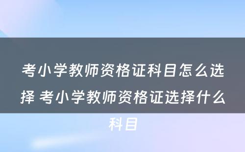 考小学教师资格证科目怎么选择 考小学教师资格证选择什么科目