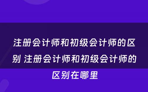 注册会计师和初级会计师的区别 注册会计师和初级会计师的区别在哪里