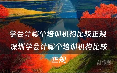 学会计哪个培训机构比较正规 深圳学会计哪个培训机构比较正规