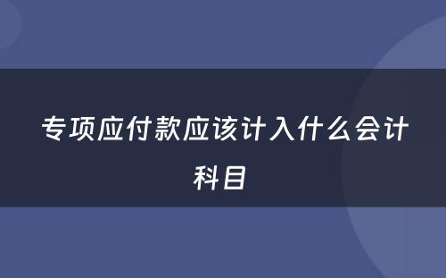 专项应付款应该计入什么会计科目 