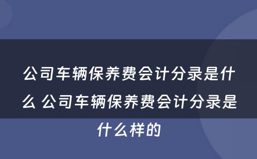 公司车辆保养费会计分录是什么 公司车辆保养费会计分录是什么样的