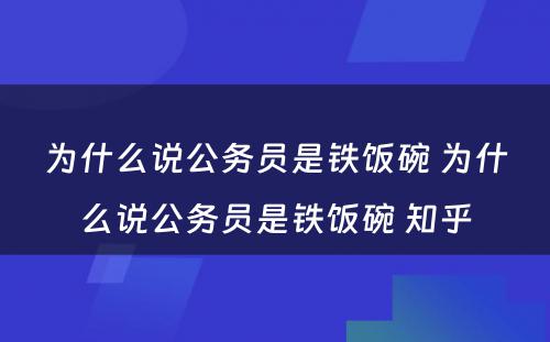 为什么说公务员是铁饭碗 为什么说公务员是铁饭碗 知乎