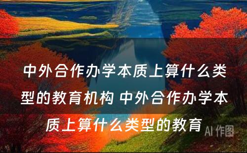 中外合作办学本质上算什么类型的教育机构 中外合作办学本质上算什么类型的教育