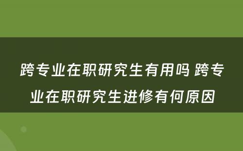 跨专业在职研究生有用吗 跨专业在职研究生进修有何原因