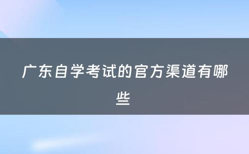 广东自学考试的官方渠道有哪些 