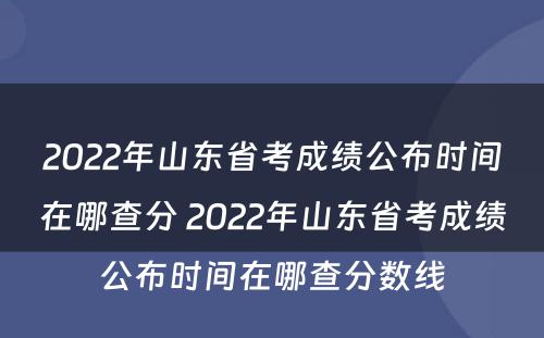 2022年山东省考成绩公布时间在哪查分 2022年山东省考成绩公布时间在哪查分数线