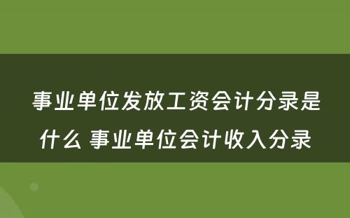 事业单位发放工资会计分录是什么 事业单位会计收入分录