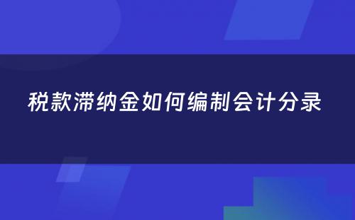 税款滞纳金如何编制会计分录 