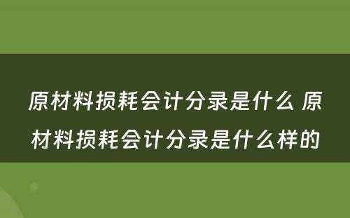 原材料损耗会计分录是什么 原材料损耗会计分录是什么样的