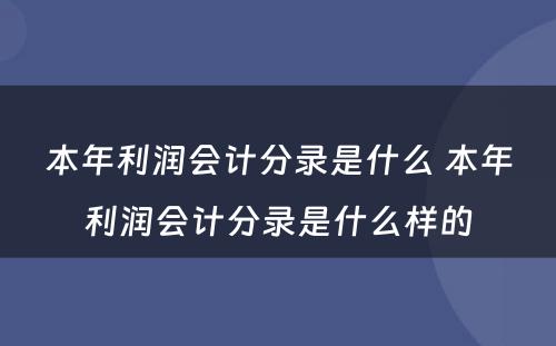 本年利润会计分录是什么 本年利润会计分录是什么样的